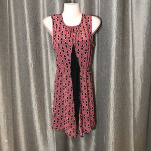 Lulumari Pink Black Floral Sleeveless Dress
